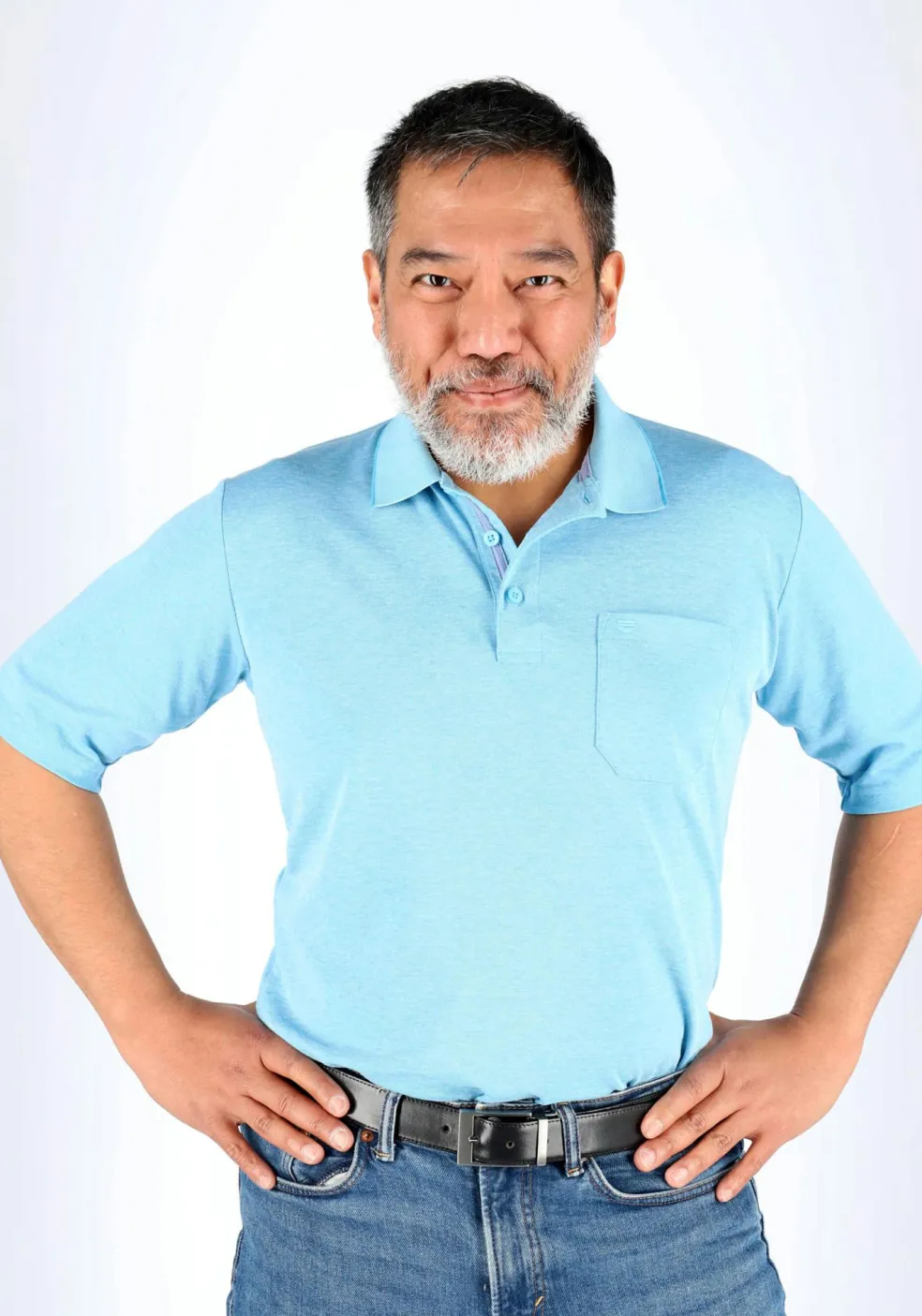 Redmond regular fit poloshirt, lichtblauw melange