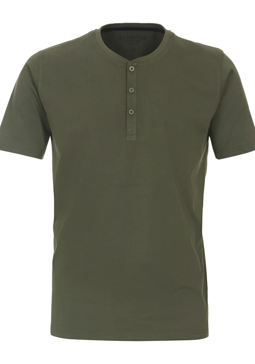 Redmond regular fit T-shirt, korte mouw O-hals met knoopsluiting, groen