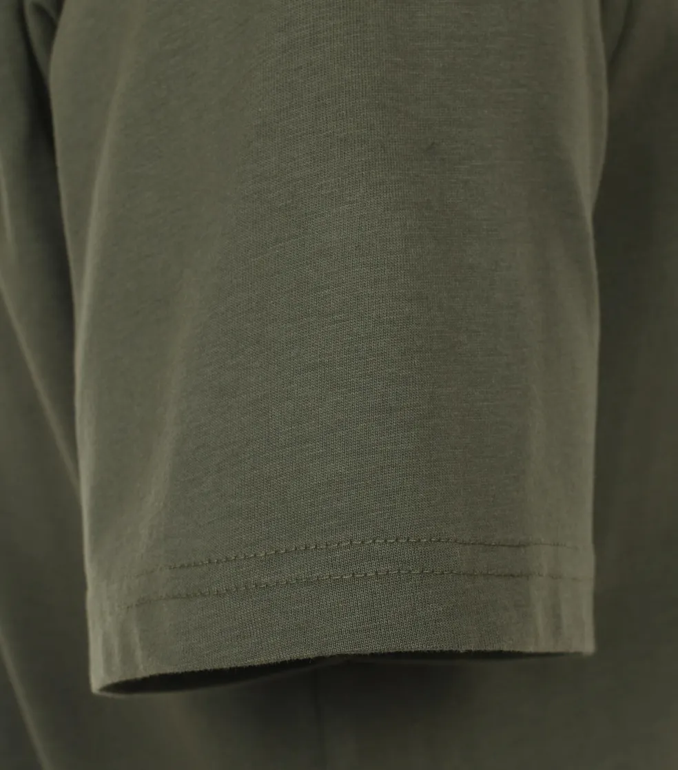 Redmond regular fit T-shirt, korte mouw O-hals met knoopsluiting, groen