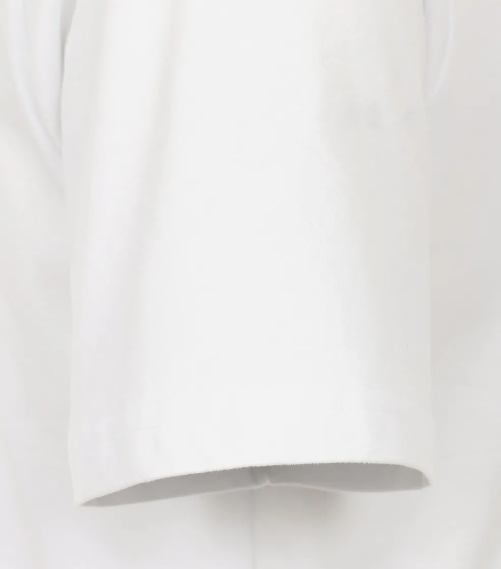 Redmond regular fit T-shirt, korte mouw O-hals met knoopsluiting, wit