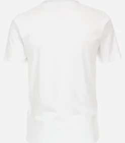 Redmond regular fit T-shirt, korte mouw O-hals met knoopsluiting, wit