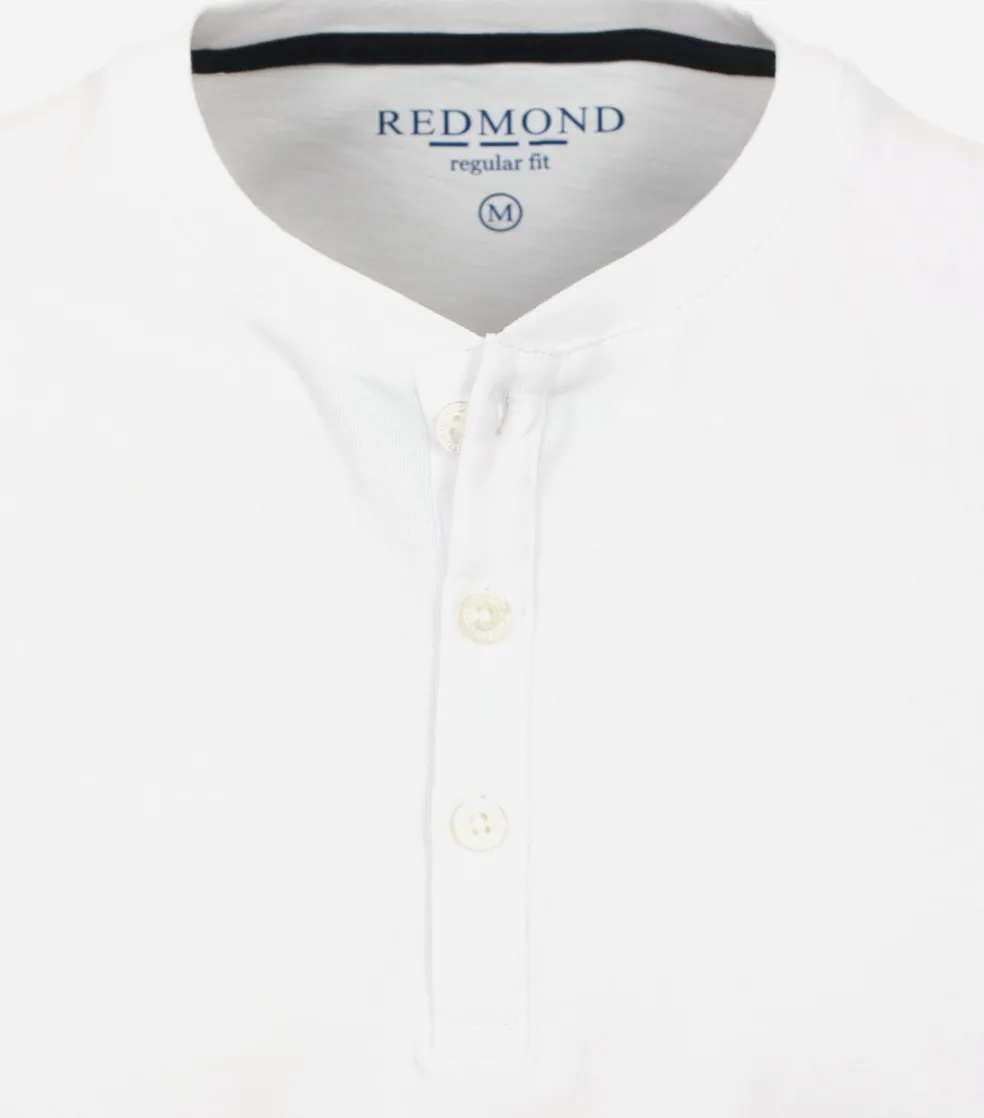 Redmond regular fit T-shirt, korte mouw O-hals met knoopsluiting, wit