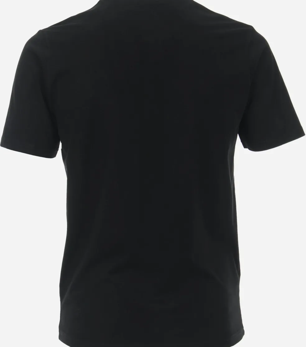 Redmond regular fit T-shirt, korte mouw O-hals met knoopsluiting, zwart