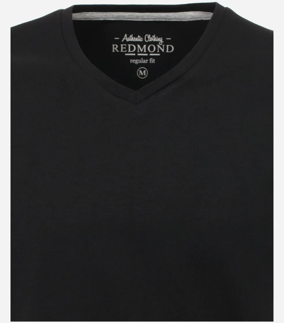 Redmond regular fit T-shirt, korte mouw V-hals, zwart
