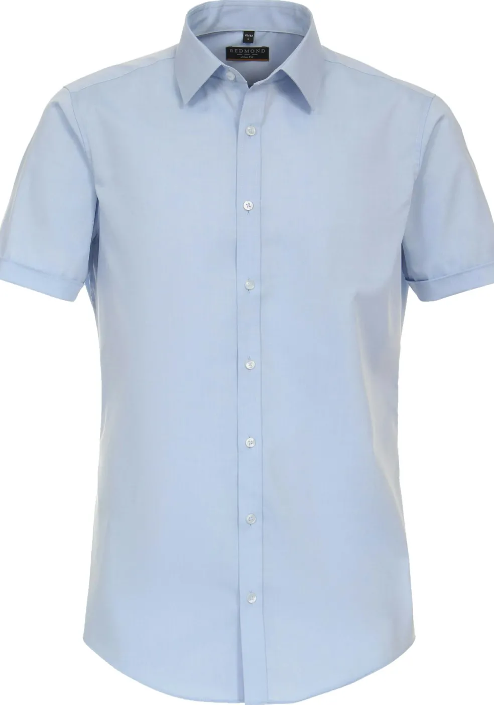 Redmond slim fit overhemd, korte mouw, popeline, blauw