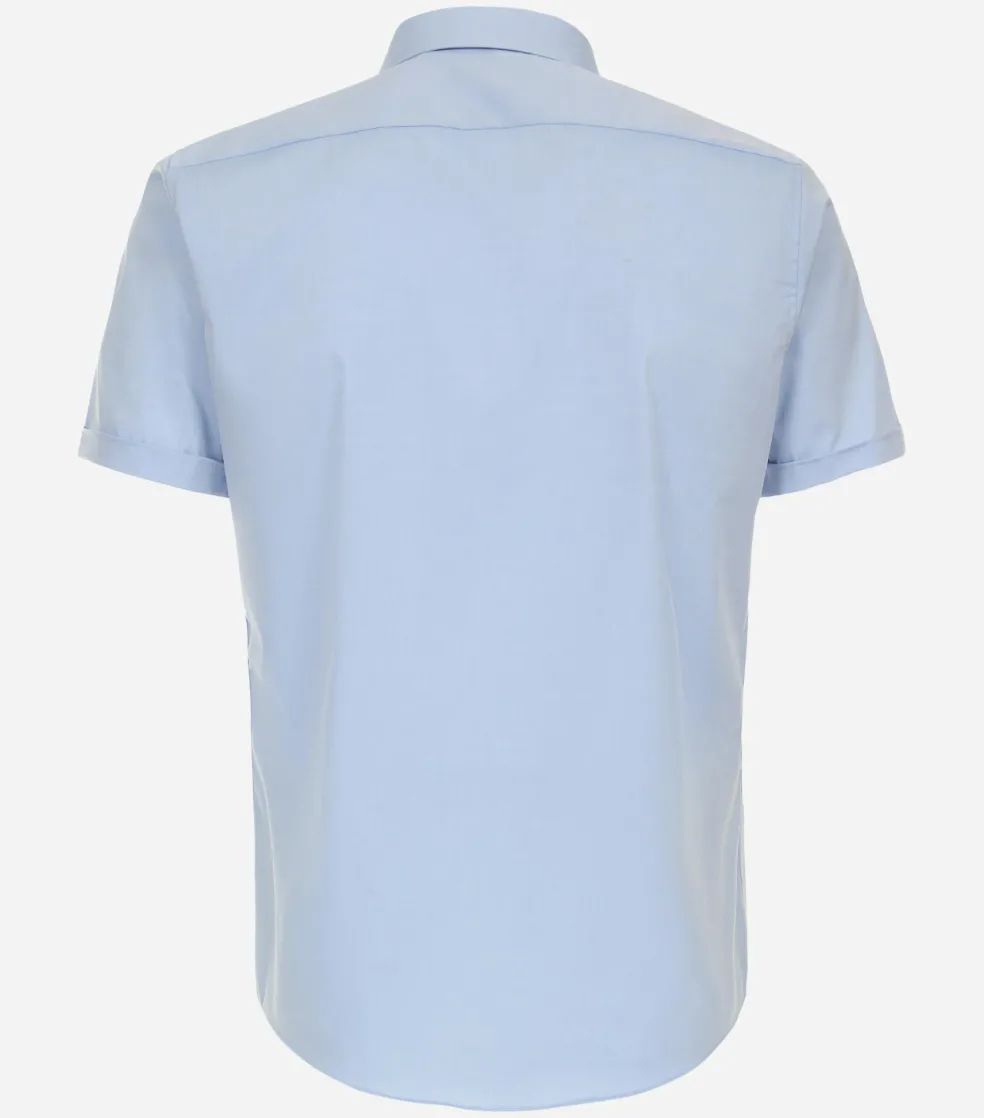 Redmond slim fit overhemd, korte mouw, popeline, blauw