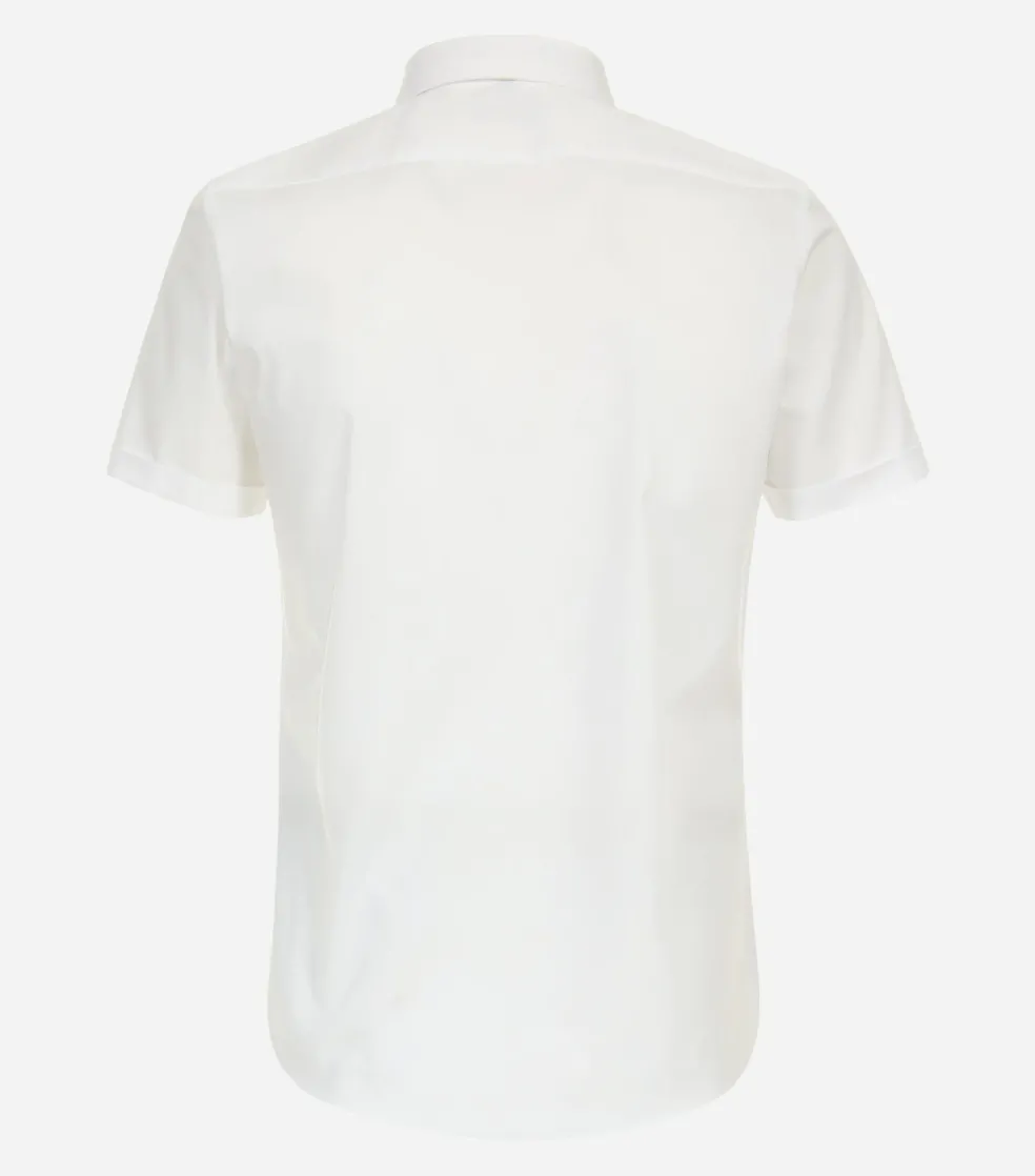 Redmond slim fit overhemd, korte mouw, popeline, wit