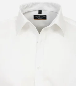 Redmond slim fit overhemd, korte mouw, popeline, wit