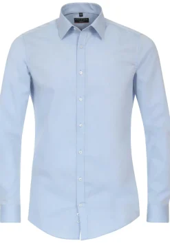 Redmond slim fit overhemd, popeline, blauw