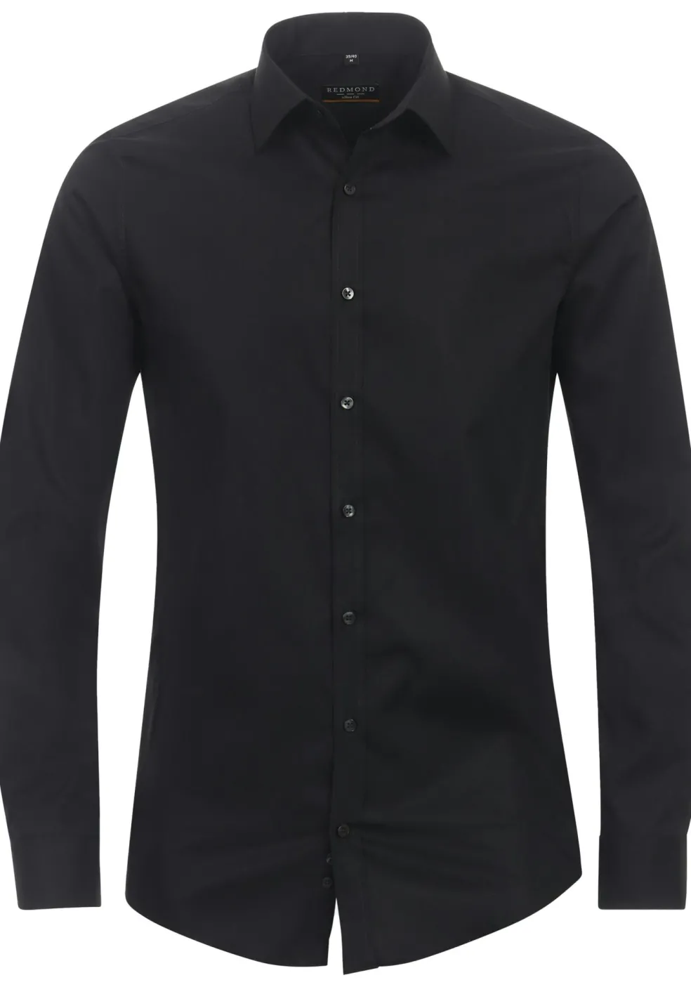 Redmond slim fit overhemd, popeline, zwart