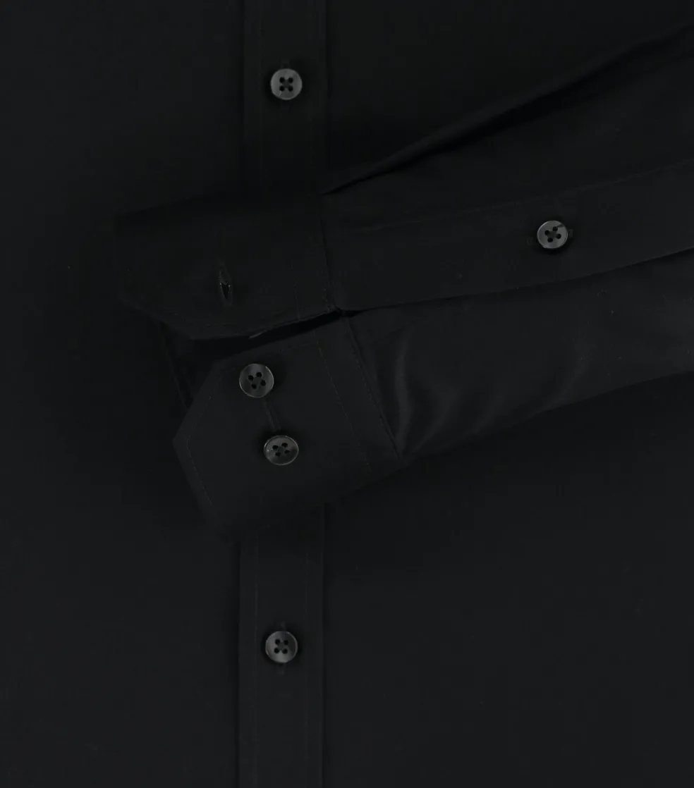 Redmond slim fit overhemd, popeline, zwart