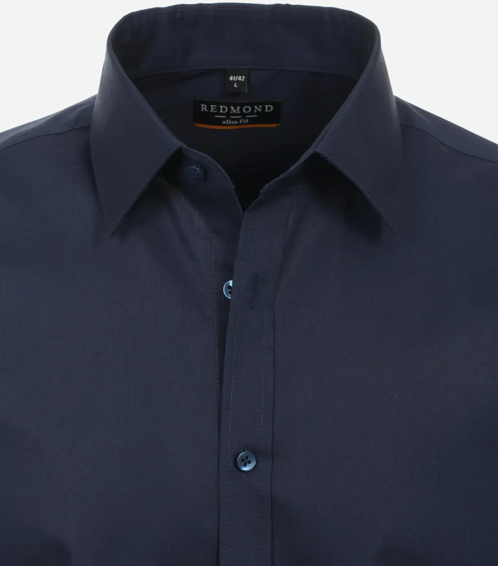 Redmond slim fit overhemd, popeline, blauw