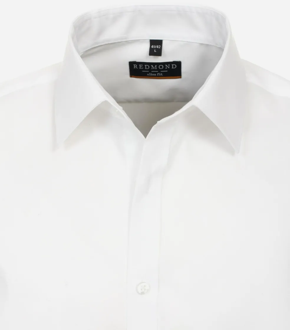 Redmond slim fit overhemd, popeline, wit