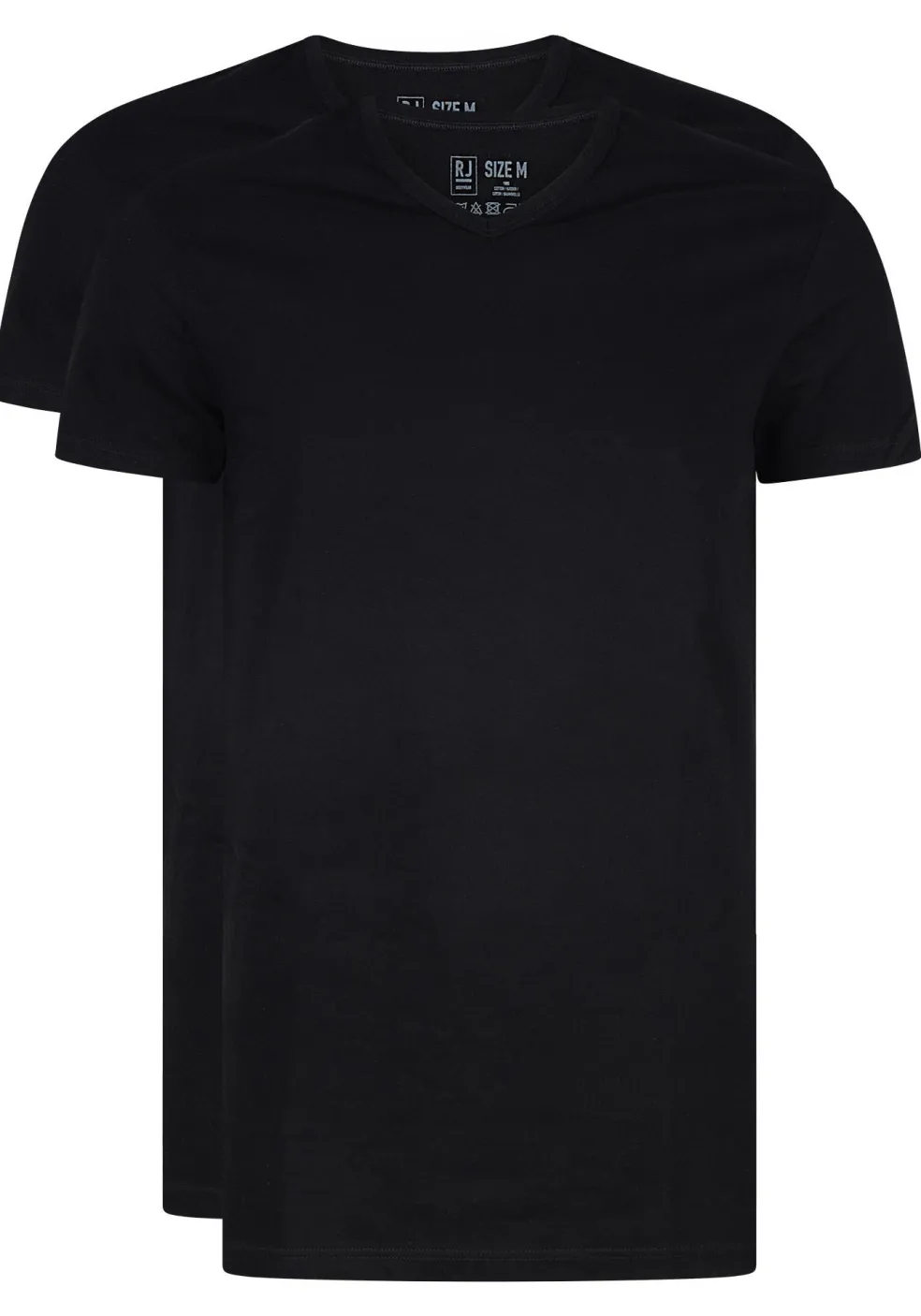 RJ Bodywear Everyday Gouda T-shirts (2-pack), heren T-shirts V-hals smal, zwart
