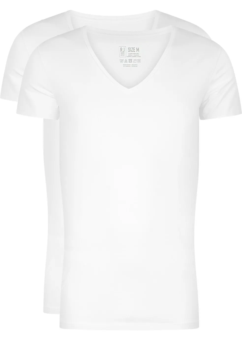 RJ Bodywear Everyday Nijmegen T-shirts (2-pack), heren stretch T-shirts diepe V-hals, wit
