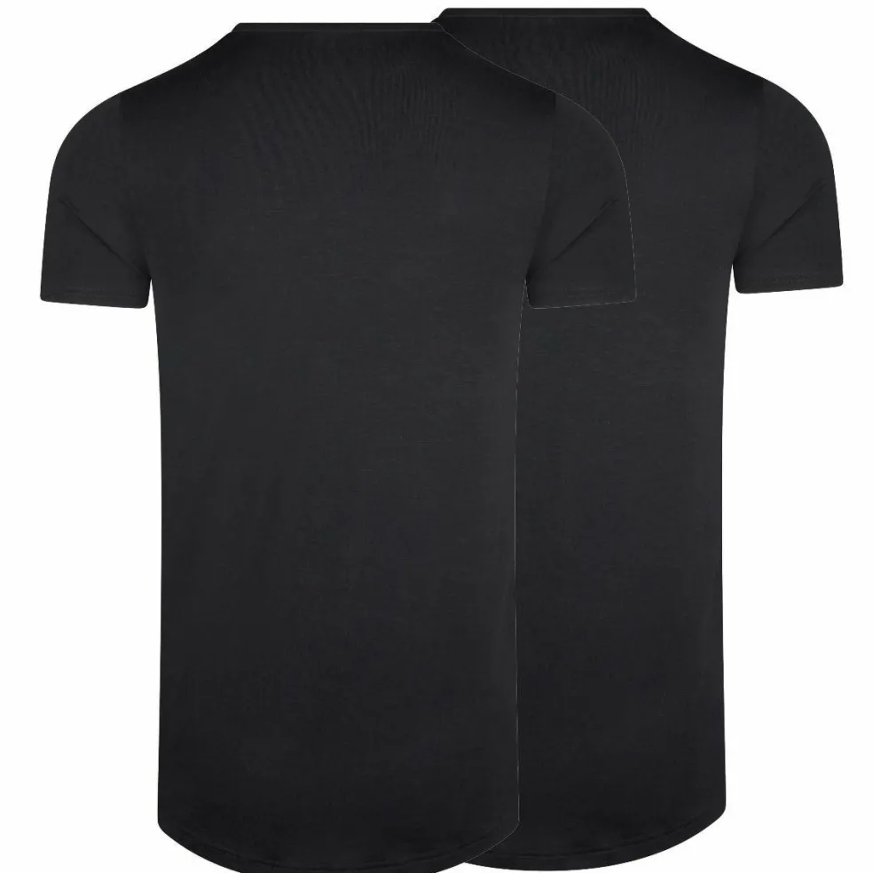 RJ Bodywear Good Life Lisbon T-shirt (2-pack), heren T-shirt met O-hals, zwart