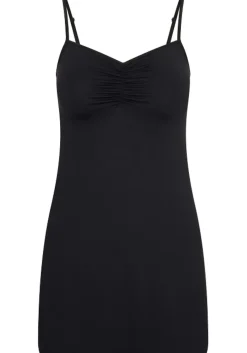 RJ Bodywear Pure Color dames jurk (1-pack), onderjurk met verstelbare bandjes, zwart