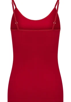 RJ Bodywear Pure Color dames spaghetti top (1-pack), hemdje met smalle verstelbare bandjes, donkerrood