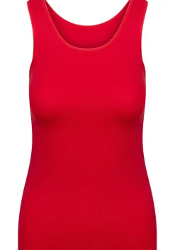 RJ Bodywear Pure Color dames top (1-pack), hemdje met brede banden, rood