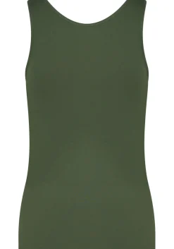 RJ Bodywear Pure Color dames top (1-pack), hemdje met brede banden, donkergroen