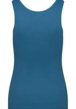 RJ Bodywear Pure Color dames top (1-pack), hemdje met brede banden, petrol