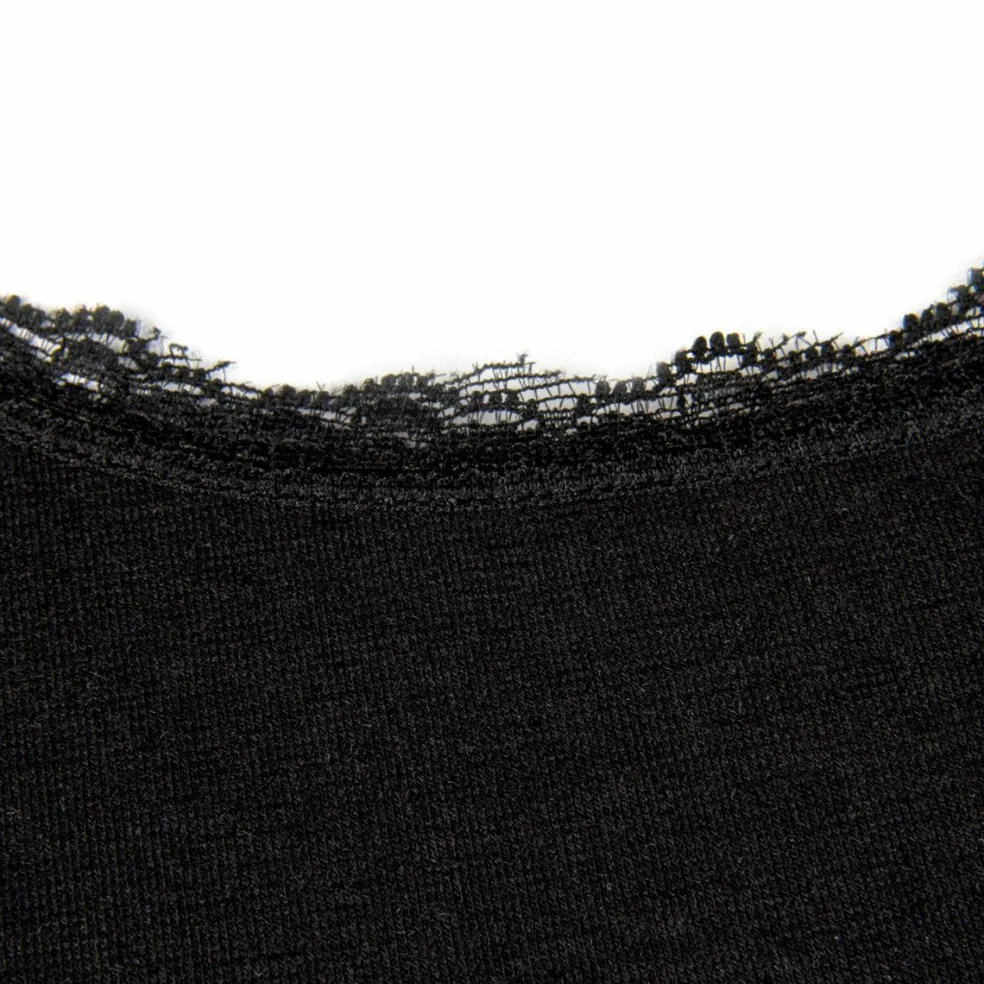 RJ Bodywear Thermo dames shirt lange mouw met kant (1-pack), zwart