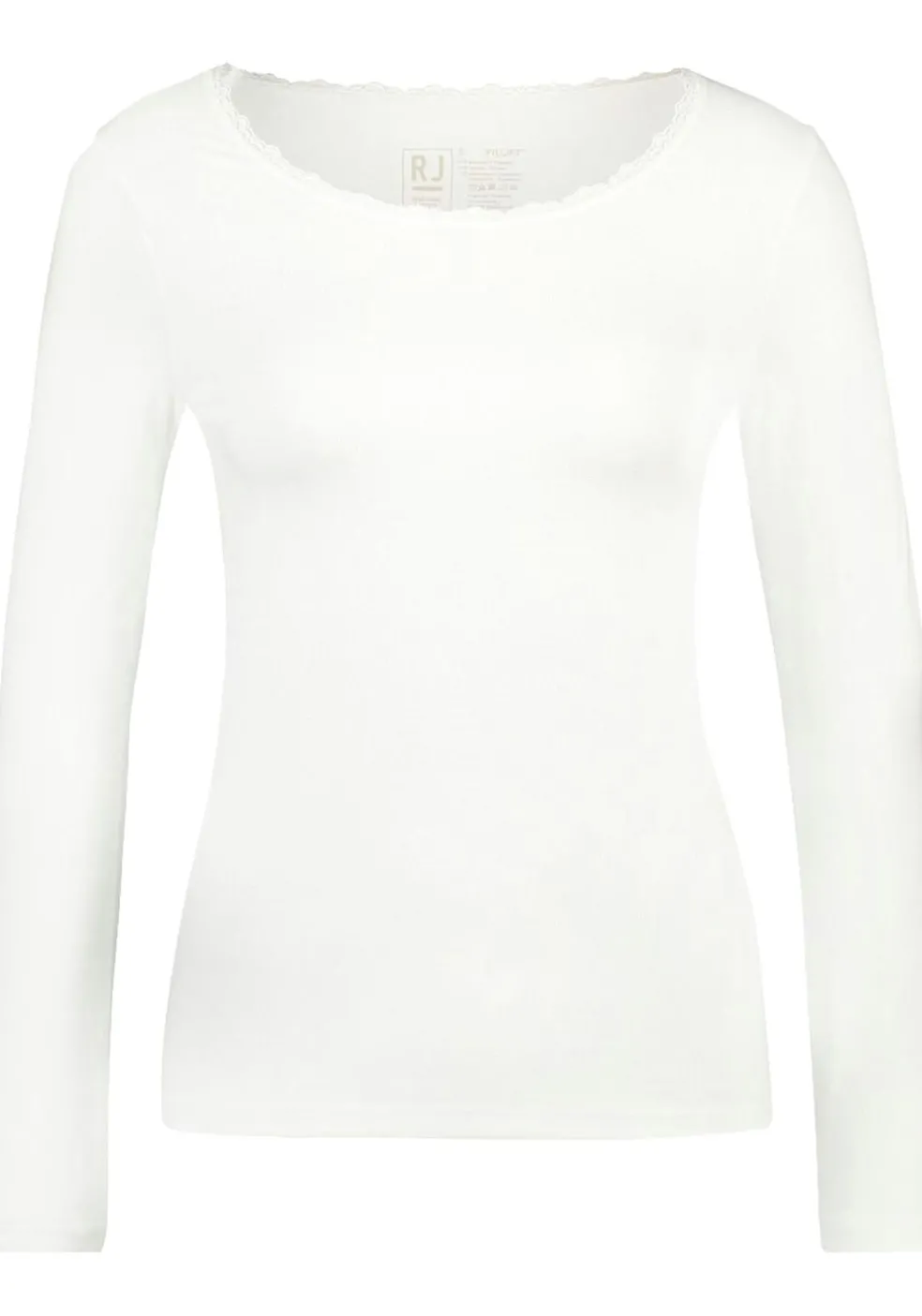 RJ Bodywear Thermo dames shirt lange mouw met kant (1-pack), wolwit