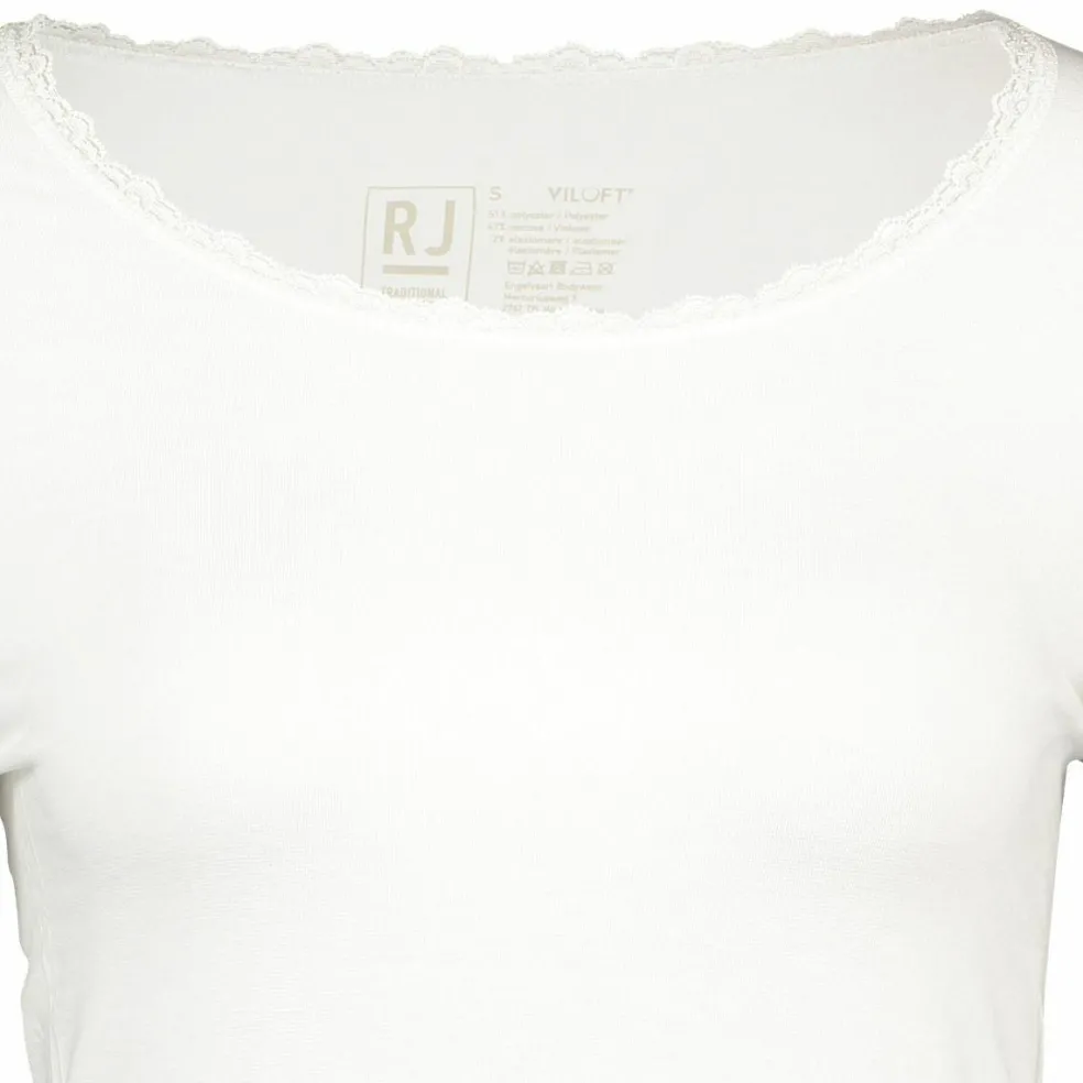 RJ Bodywear Thermo dames shirt lange mouw met kant (1-pack), wolwit