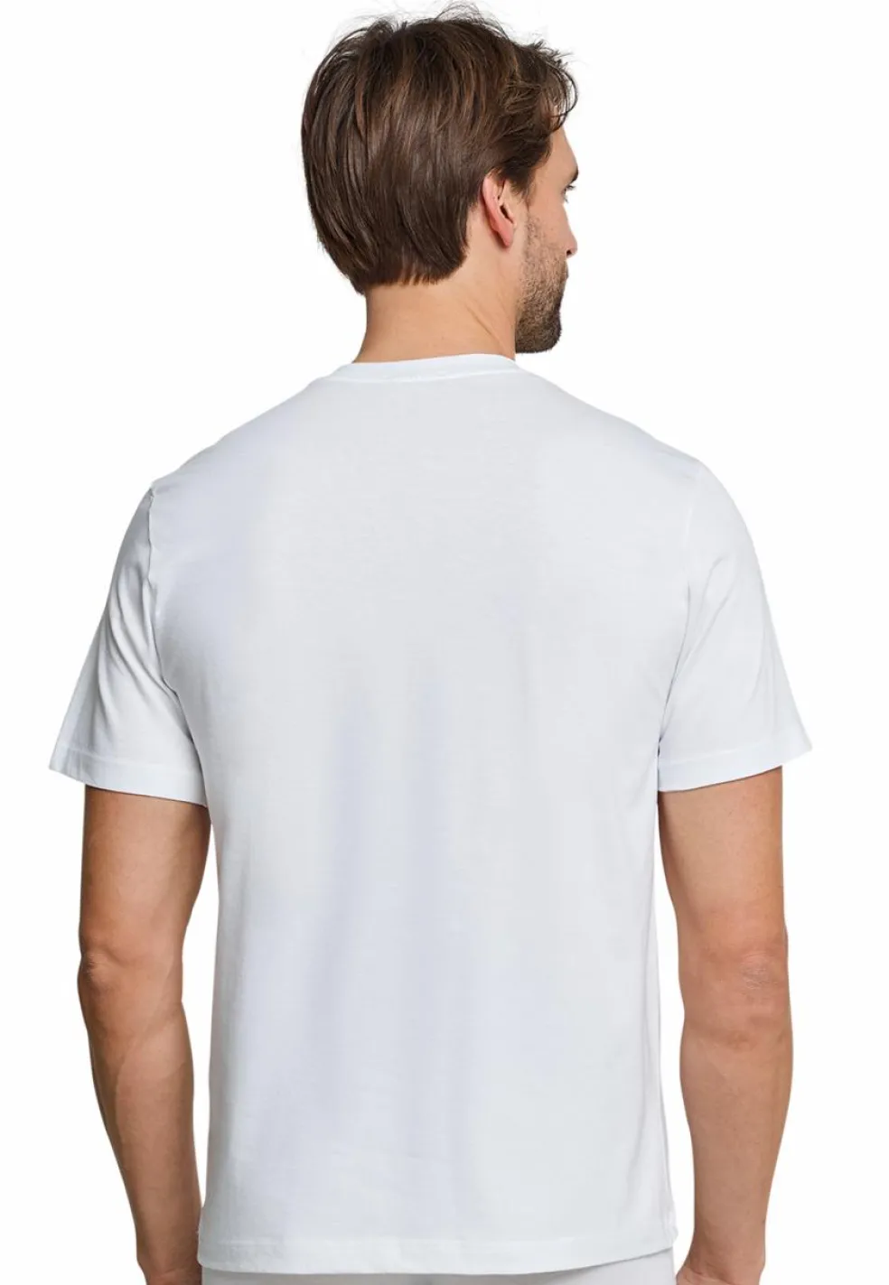 SCHIESSER American T-shirt (2-pack), heren shirt korte mouw jersey v-hals wit