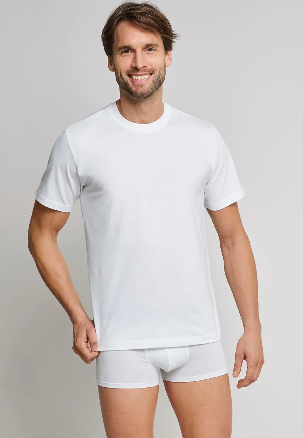SCHIESSER American T-shirt (2-pack), heren shirt korte mouw wit
