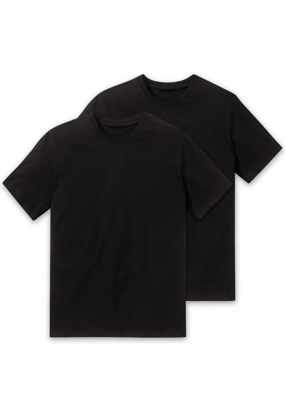 SCHIESSER American T-shirt (2-pack), heren shirt korte mouw jersey ronde hals zwart