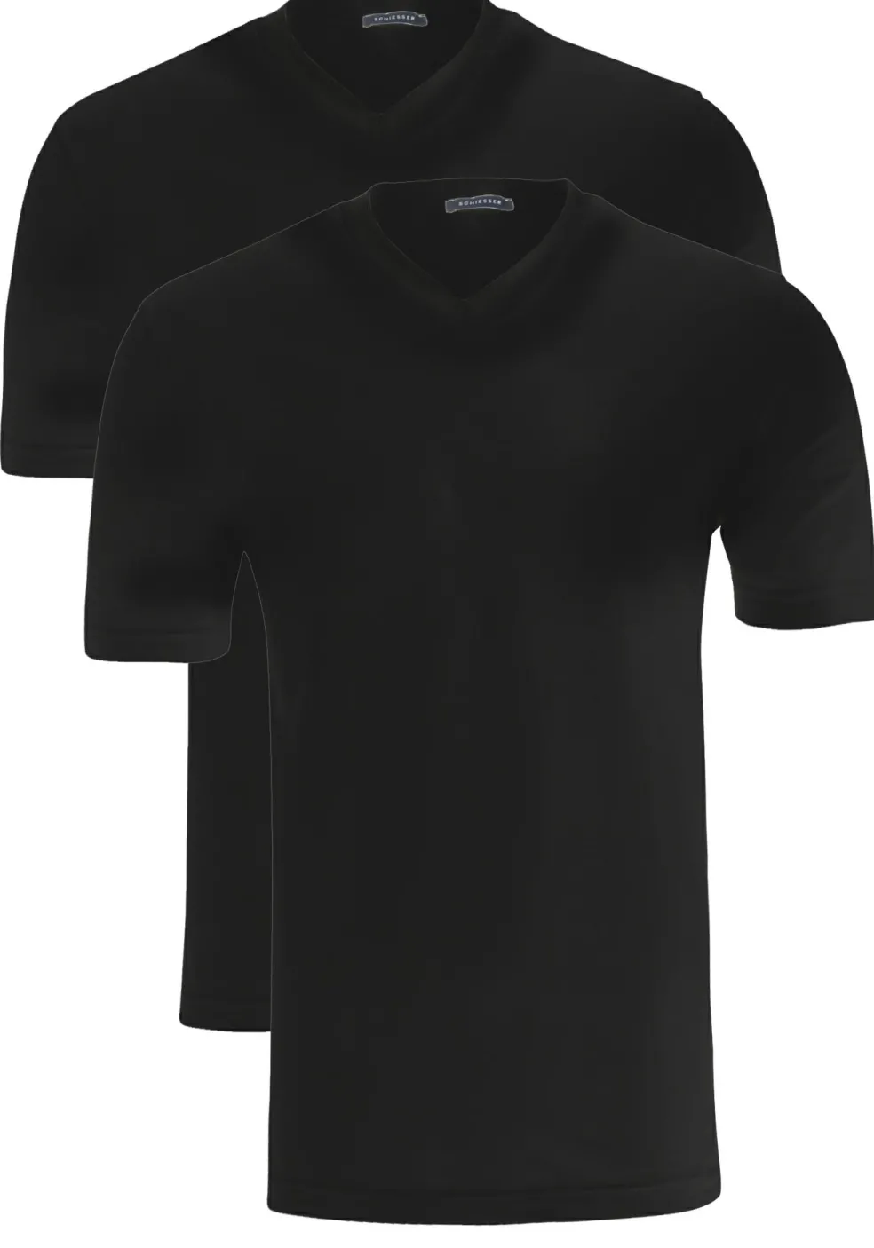 SCHIESSER American T-shirts (2-pack), V-hals, zwart