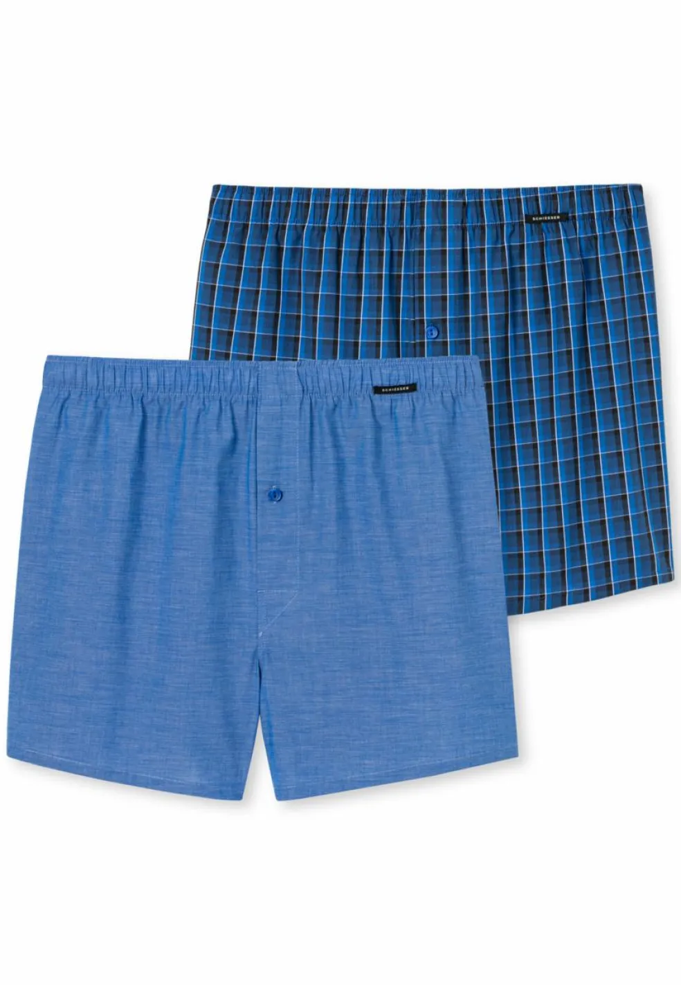 SCHIESSER Boxershorts Multipack boxer (2-pack), heren boxershorts geweven stof koningsblauw geruit