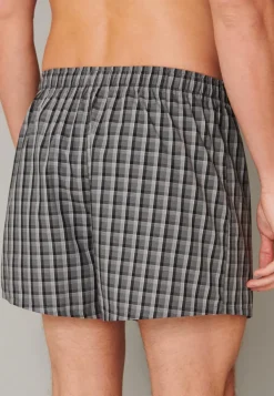 SCHIESSER Boxershorts Multipack boxer (2-pack), heren boxershorts geweven stof zwart geruit
