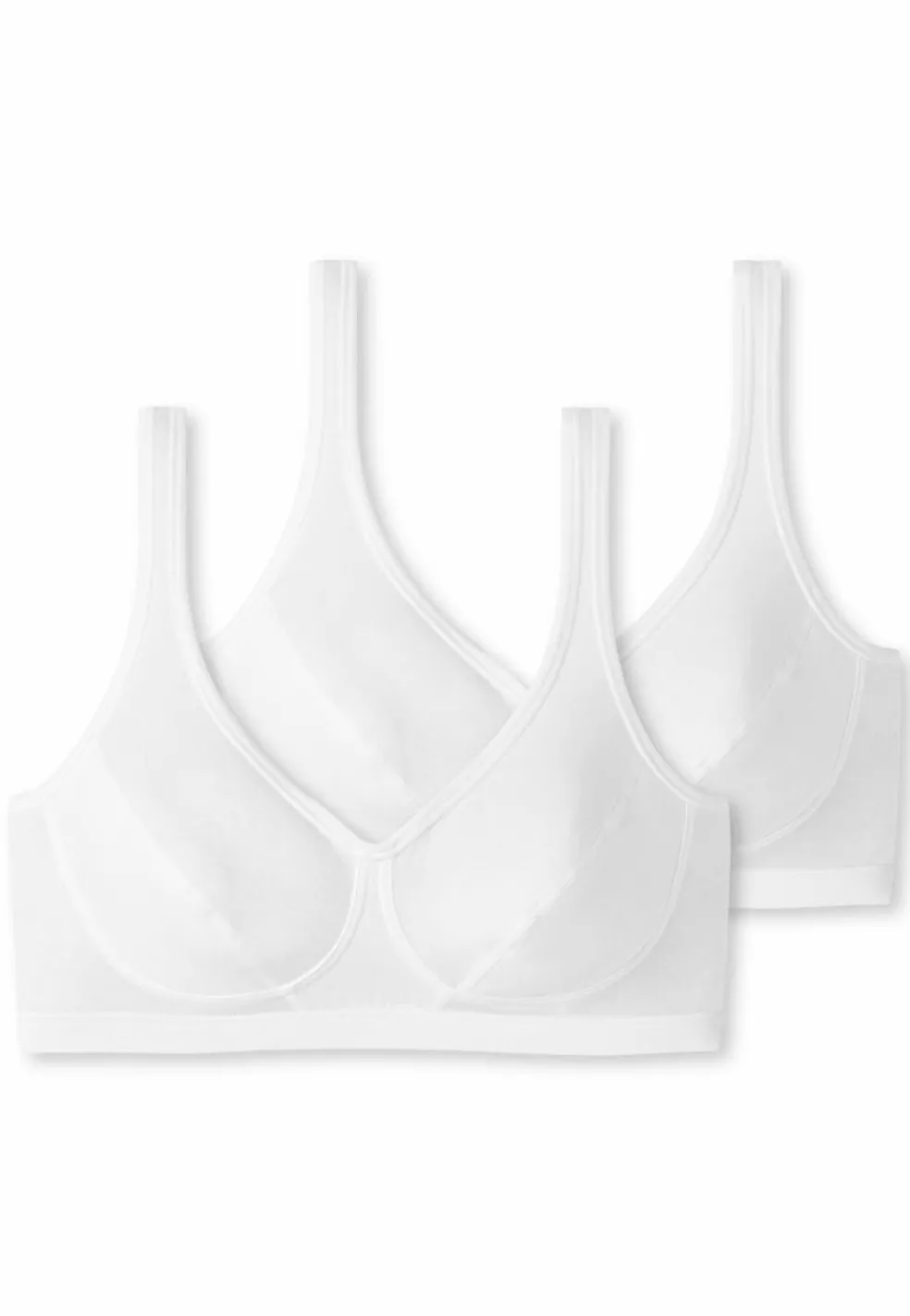 SCHIESSER 95/5 bralette (2-pack), dames bustier met cups biologisch katoen wit