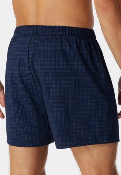 SCHIESSER Cotton Casuals boxer (1-pack), heren boxershort jersey donkerblauw geruit