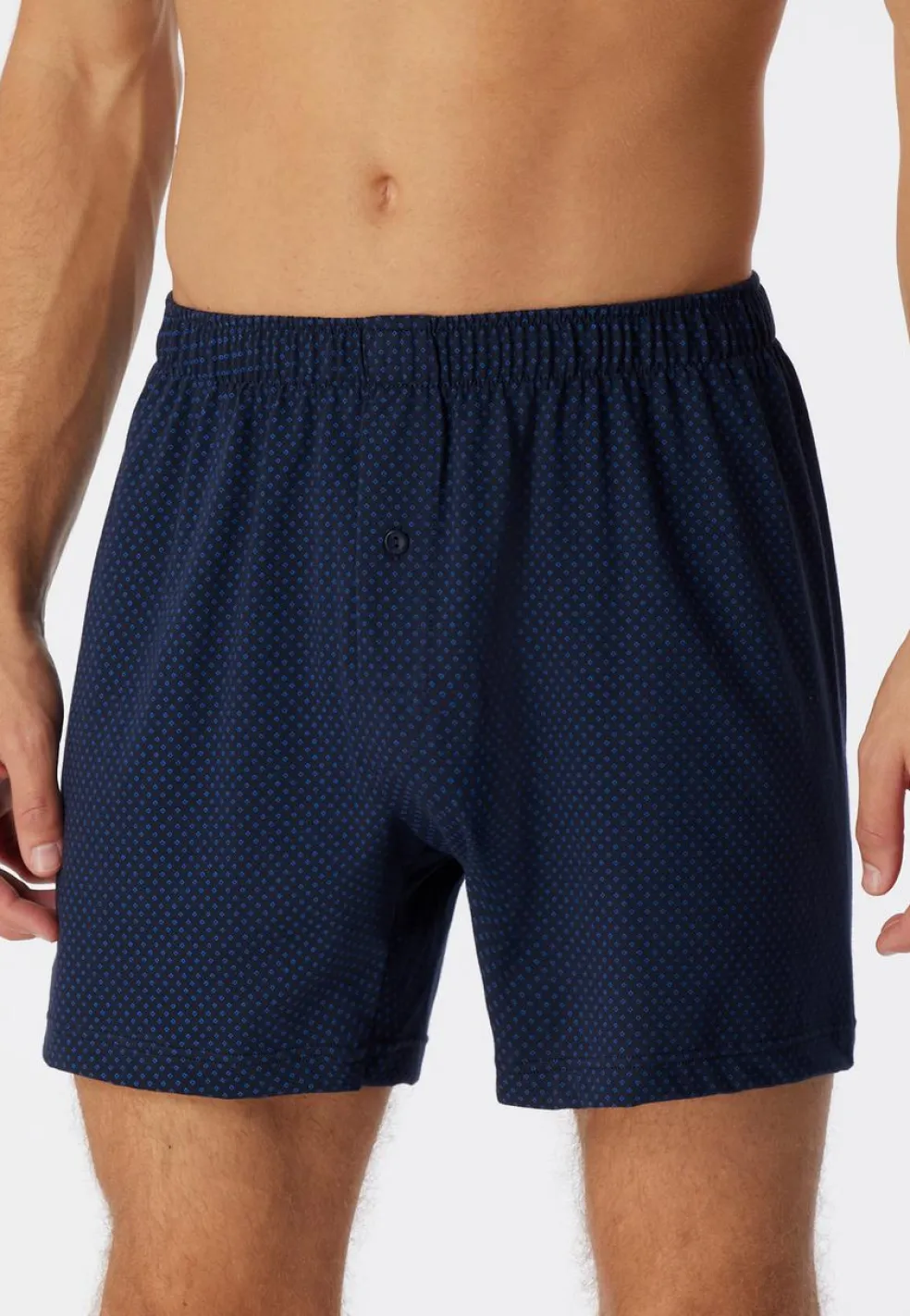 SCHIESSER Cotton Casuals boxer (1-pack), heren boxershort jersey donkerblauw met patroon