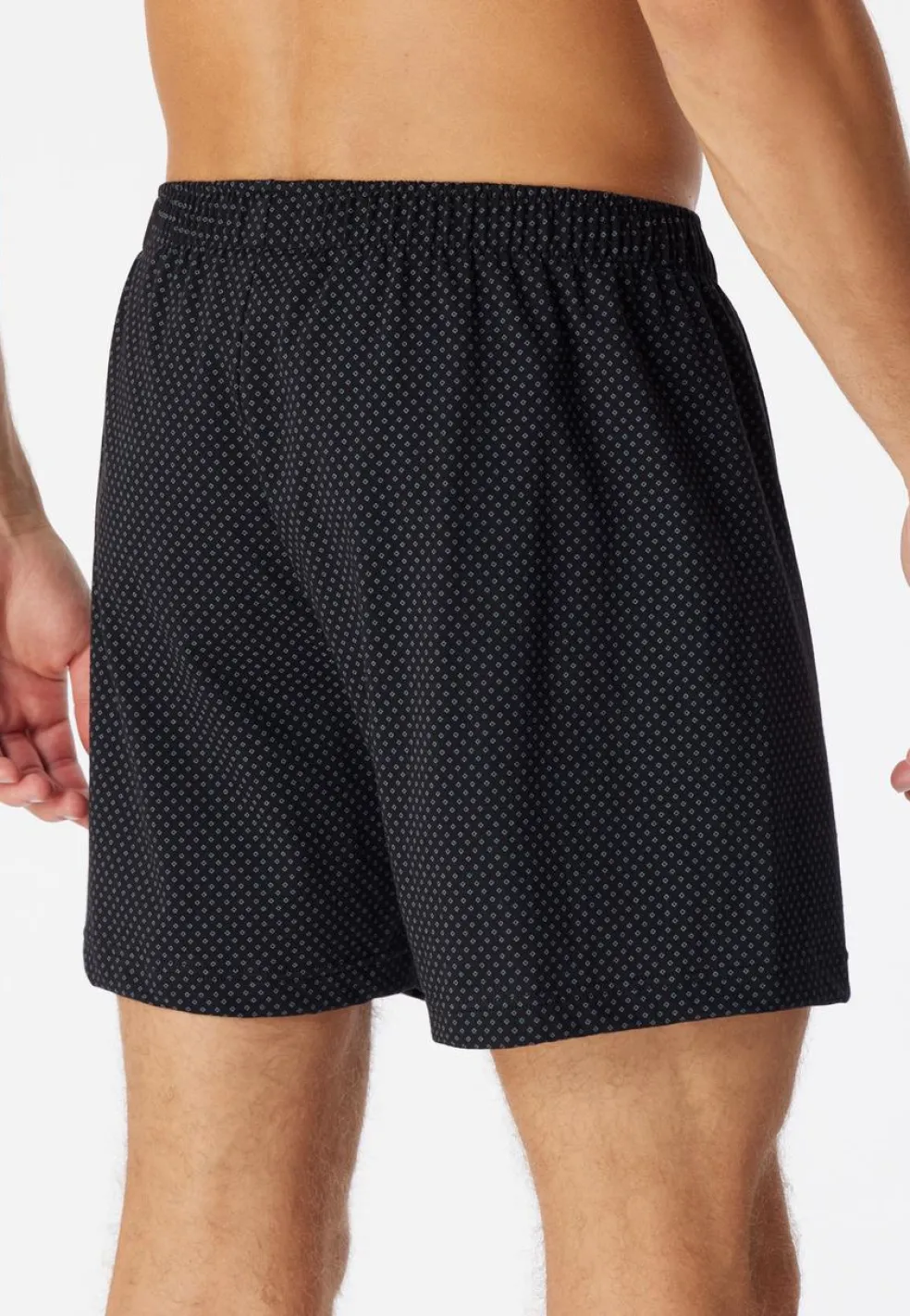 SCHIESSER Cotton Casuals boxer (1-pack), heren boxershort jersey zwart met patroon