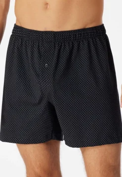 SCHIESSER Cotton Casuals boxer (1-pack), heren boxershort jersey zwart met patroon