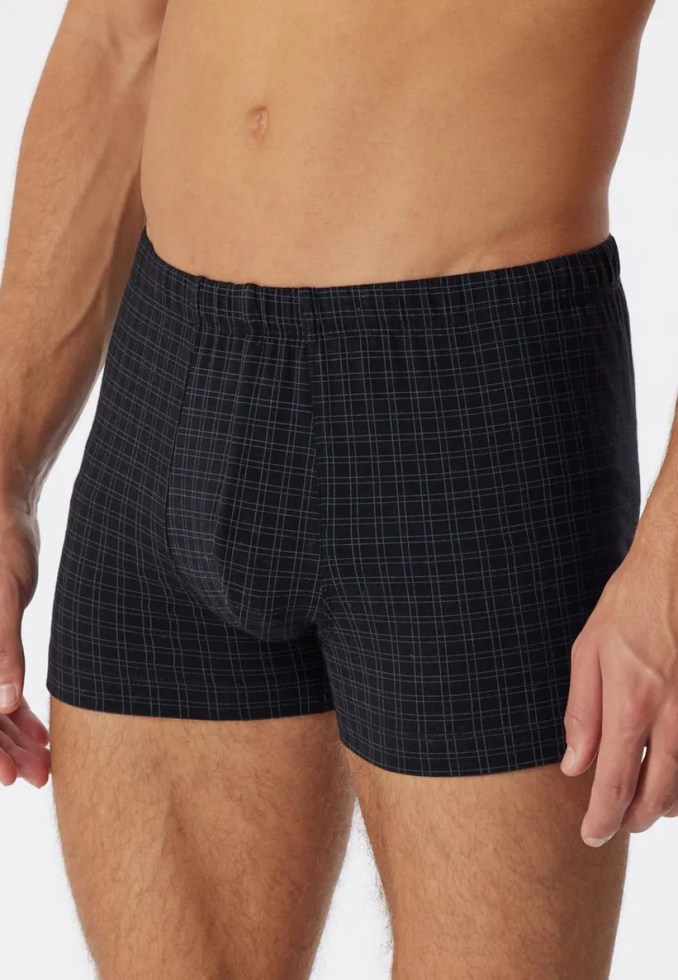 SCHIESSER Cotton Casuals boxer (1-pack), heren shorts zwart geruit