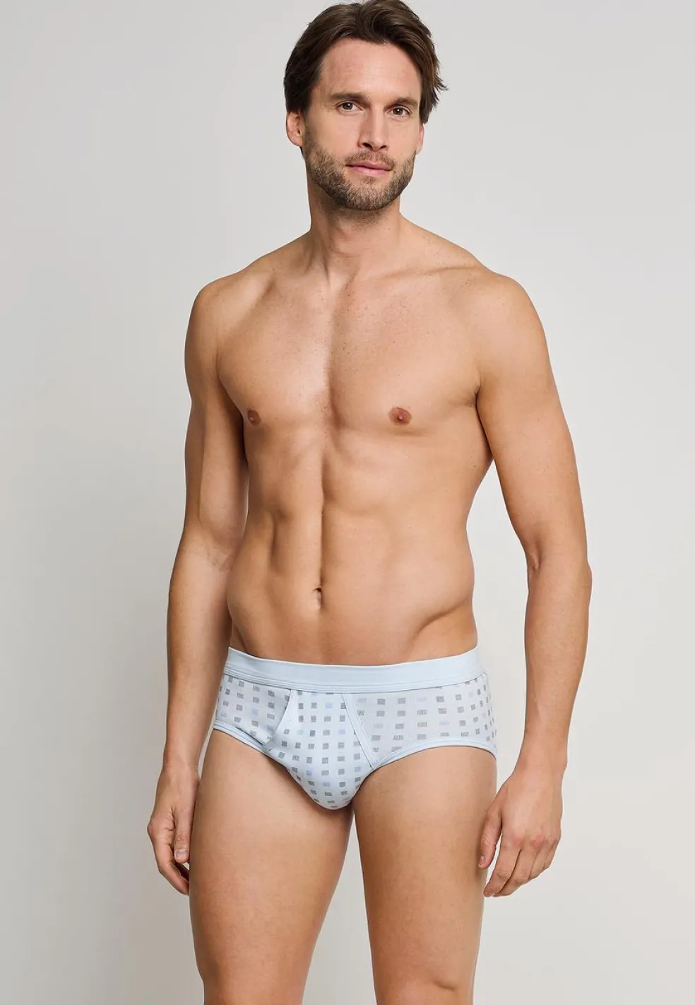 SCHIESSER Cotton Cotton Essentials slip (2-pack), heren sportslips wit/donkerblauw met patroon