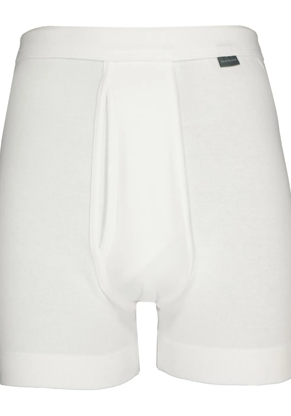 SCHIESSER Cotton Essentials lange short (1-pack), Feinripp met gulp, wit