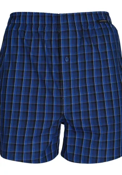 SCHIESSER Cotton Essentials boxershorts wijd (2-pack), klassiek katoen, blauw en geruit