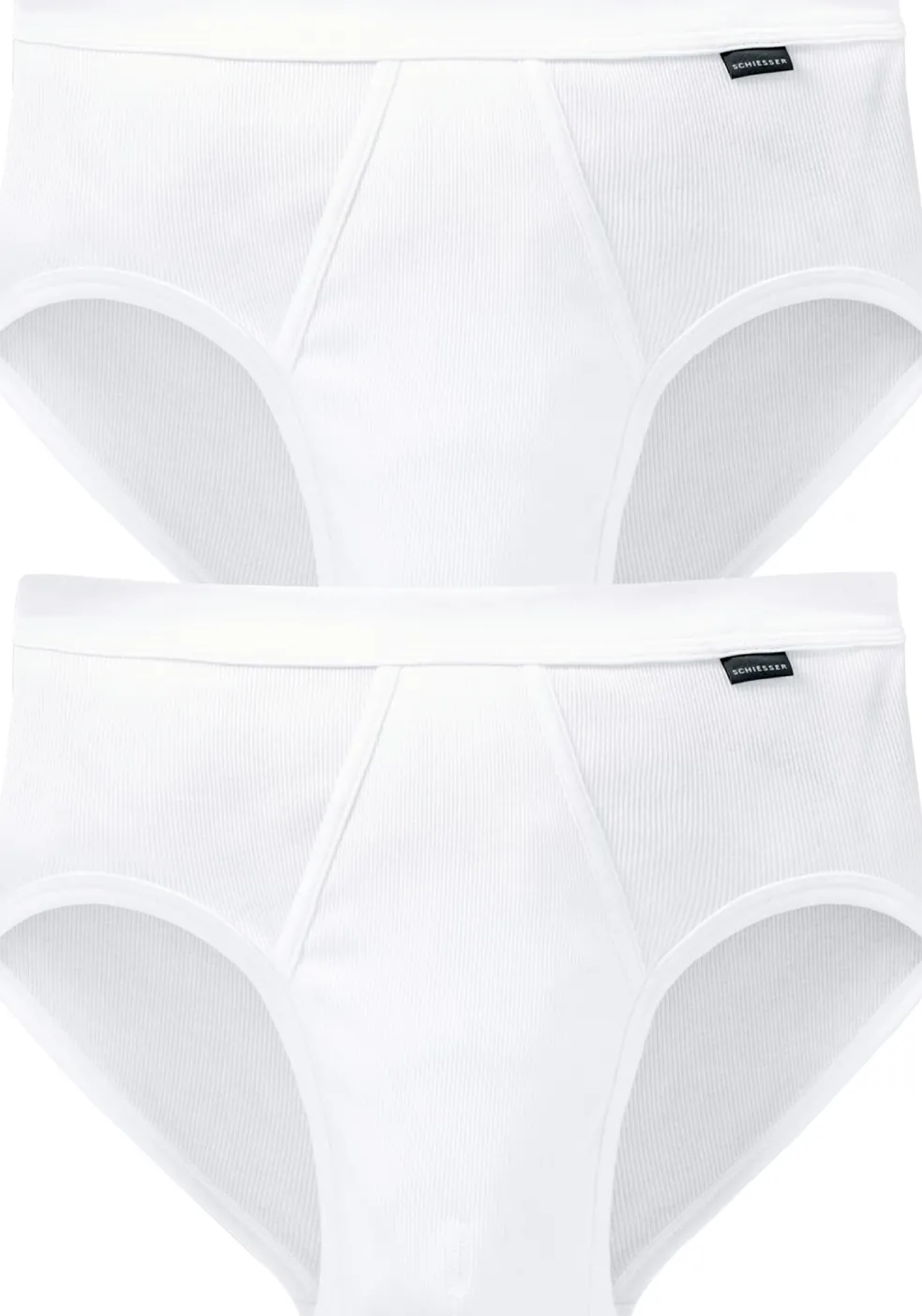 SCHIESSER Cotton Essentials sportslips (2-pack), Doppelripp met gulp, wit