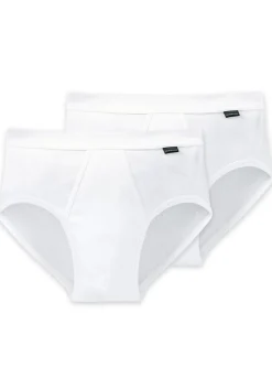 SCHIESSER Cotton Essentials sportslips (2-pack), Doppelripp met gulp, wit