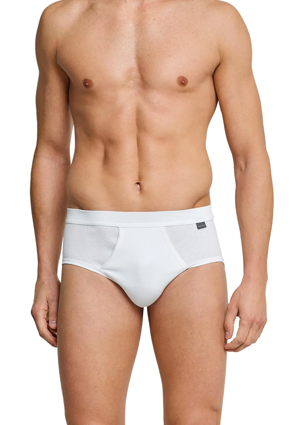 SCHIESSER Cotton Essentials sportslips (2-pack), Doppelripp met gulp, wit