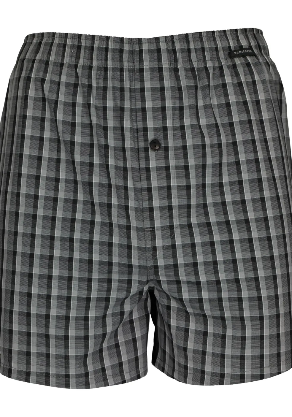 SCHIESSER Cotton Essentials boxershorts wijd (2-pack), klassiek katoen, zwart en geruit