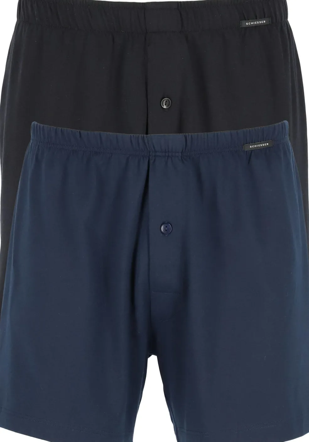 SCHIESSER Cotton Essentials boxershorts wijd (2-pack), tricot, zwart en donkerblauw