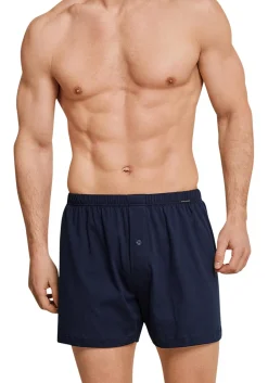 SCHIESSER Cotton Essentials boxershorts wijd (2-pack), tricot, zwart en donkerblauw