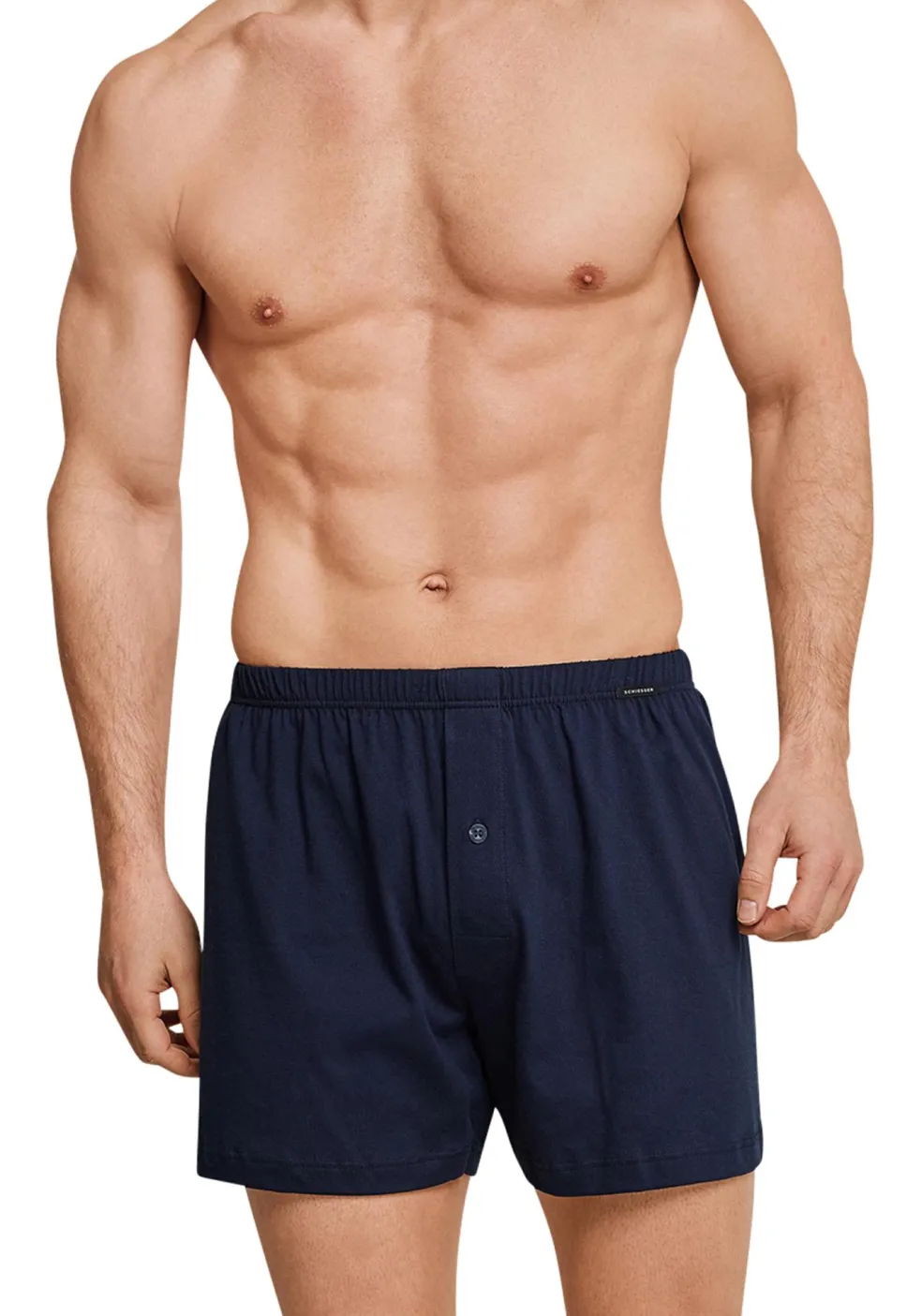 SCHIESSER Cotton Essentials boxershorts wijd (2-pack), tricot, zwart en donkerblauw